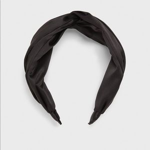 Black Satin Zara Headband with Knot